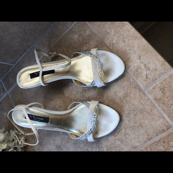 Nina- ivory heels with crystal embellishments. 10 - Picture 4 of 7
